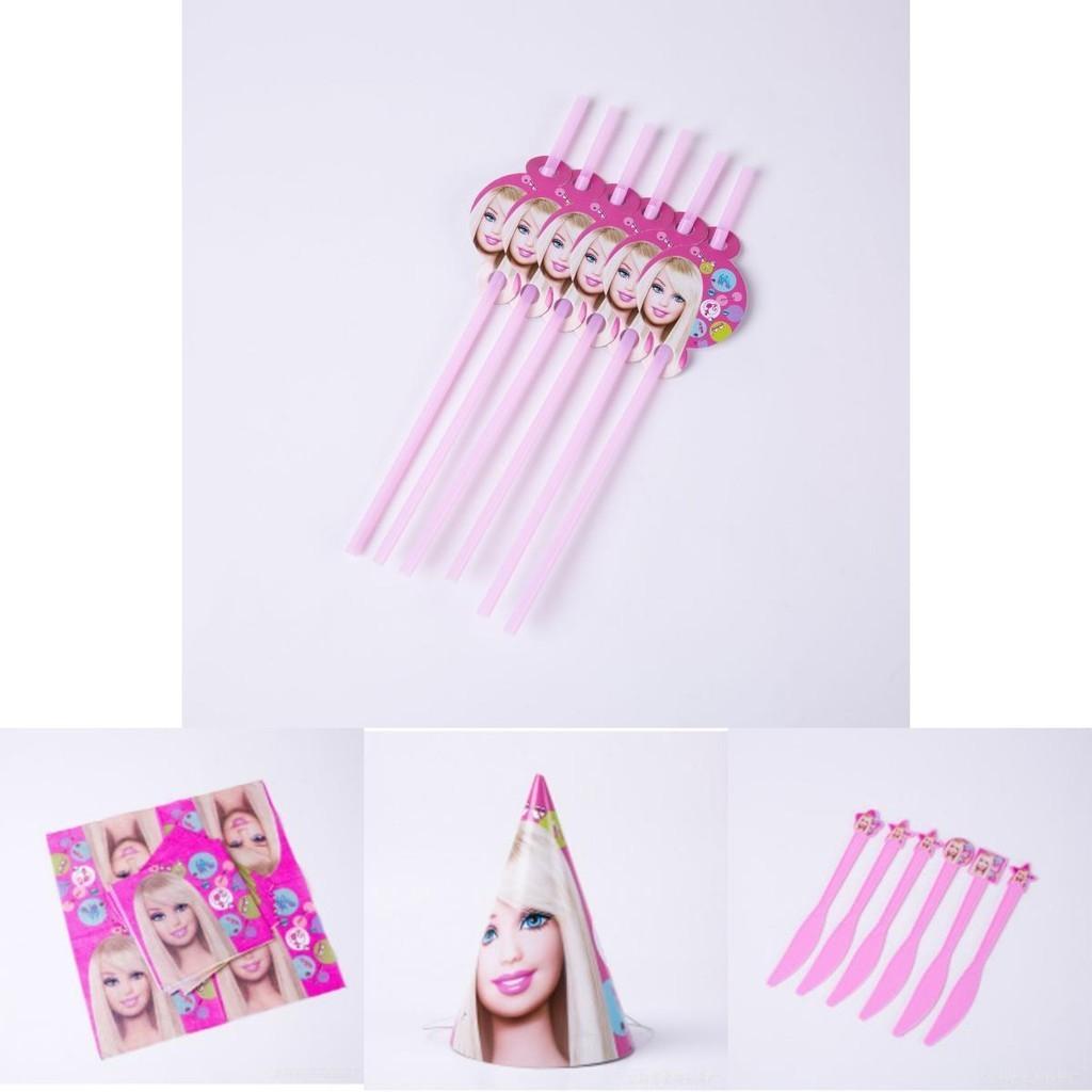 Кукла Барби Розовые Принадлежности для Дня Рождения для Девочек с Полной Посудой и Игрушками