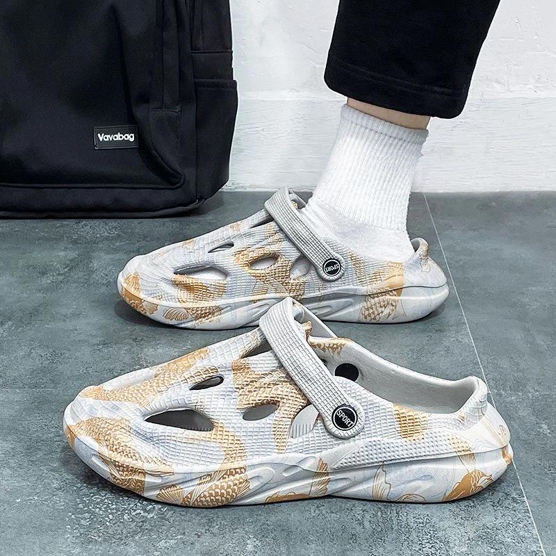 Мужская обувь для улицы, летние пляжные мужские тапочки, высококачественные модные шлепанцы, дешевая обувь, корейский стиль, тренд 2024 года, удобные из ПВХ