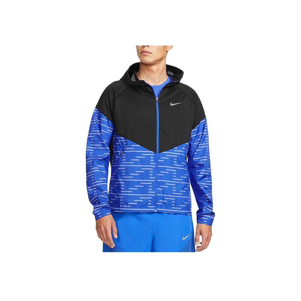 Nike Куртка для бега унисекс Therma-Fit Miler Repel Run Division с капюшоном и молнией, с логотипом, черная/синяя DD6103-011