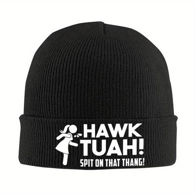 Кепка с вышивкой Hawk Tuah, осенне-зимняя, теплая, унисекс, акриловая вязаная кепка