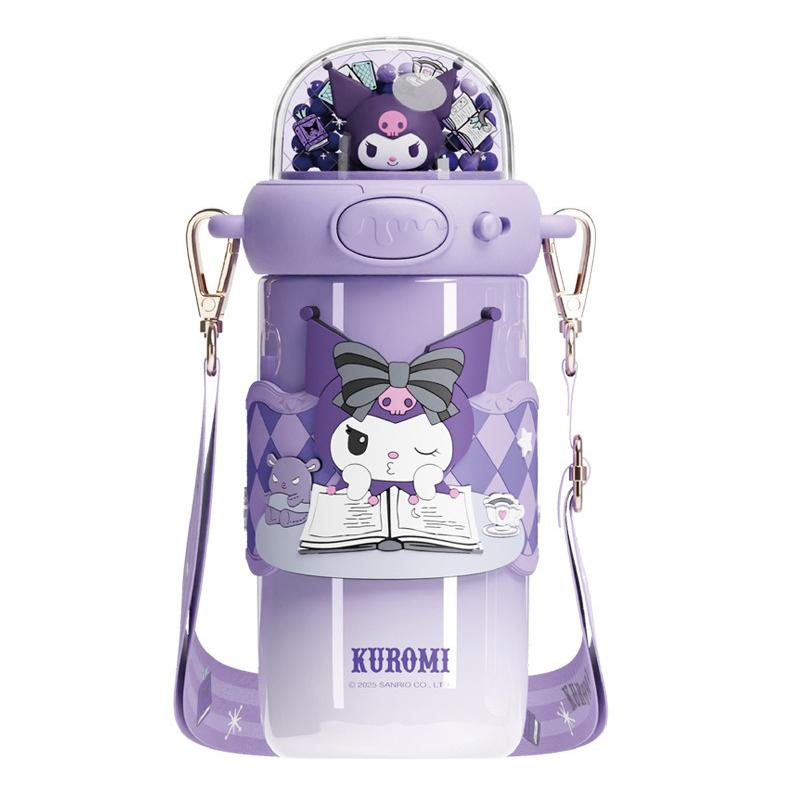 X&W Sanrio Термокружка с трубочкой Мультяшная Куроми Бутылка для питьевой воды Вакуумные фляги из нержавеющей стали с 3D креативной крышкой Подарки для детей