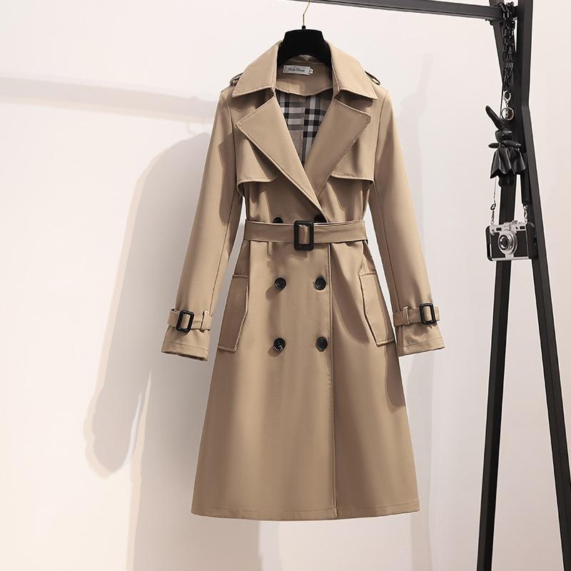 Women's Spring and Autumn Loose Casual Fashion Style Long Sleeve Lapel Jacket Windbreaker Coat