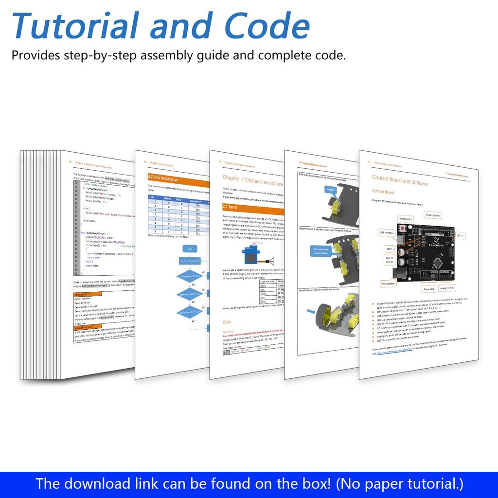 Freenove Комплект автомобиля 4WD IDE с ультразвуковым датчиком обнаружения препятствий по линии и беспроводным управлением, моторы, сервоприводы (Совместимо с Arduino) Отслеживание, Избегание, Датчики,