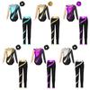 Girls Rhinestone Dance Leotard Set Long Sleeve Cutout Back Design with Stretchy Pants and Hairband for Gymnastics Shows