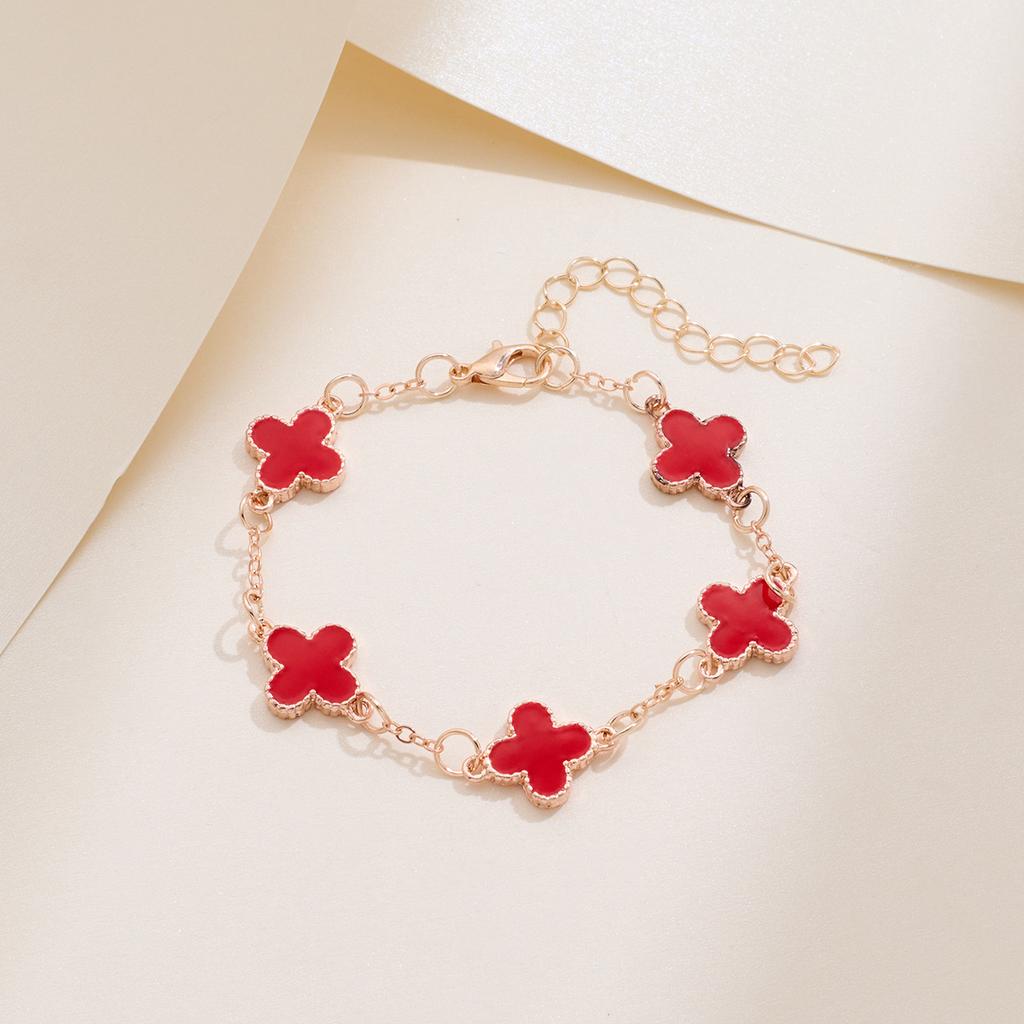 Five Flowers Four-leaf Clover Bracelet Women Senior Sense of Light Luxury Exquisite Double-sided Mother-of-pearl Hand Jewelry