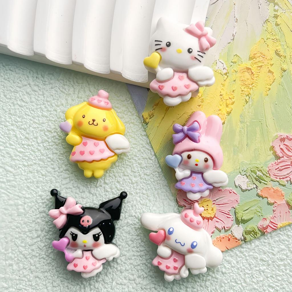 10/100PCS Cartoon Bright Face Love Angel DIY Cream Glue Resin Accessories Hair Clip Water Cup Materials Wholesale