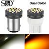 1 шт. двухцветная светодиодная лампа T20 BAY15D P21/5 Вт W21W WY21W светодиодная лампа указателя поворота DRL парковка Switchback белый+желтый,желтый+синий