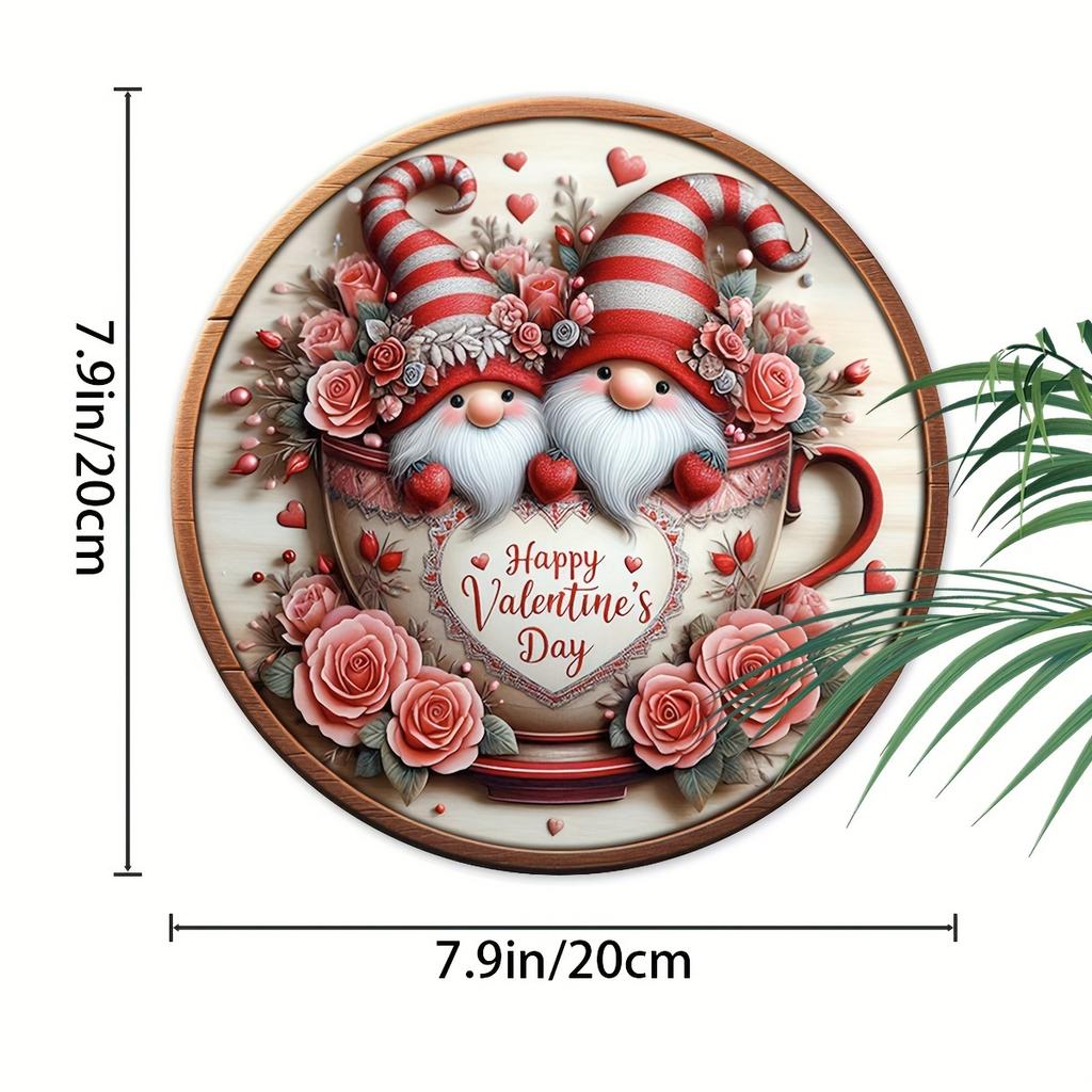 Деревянная табличка «Гном на День святого Валентина» 7,87"x7,87" — идеально подходит для декора дома, сада и крыльца, идеально подходит для приветствия или венка, отличный подарок для друзей