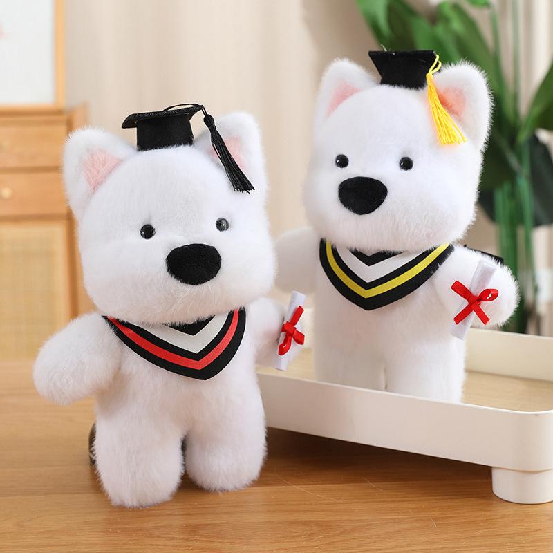 Кукла щенок в шляпе доктора, плюшевая игрушка, в шляпе доктора, кукла вест-хайленд, детская успокаивающая тряпичная кукла