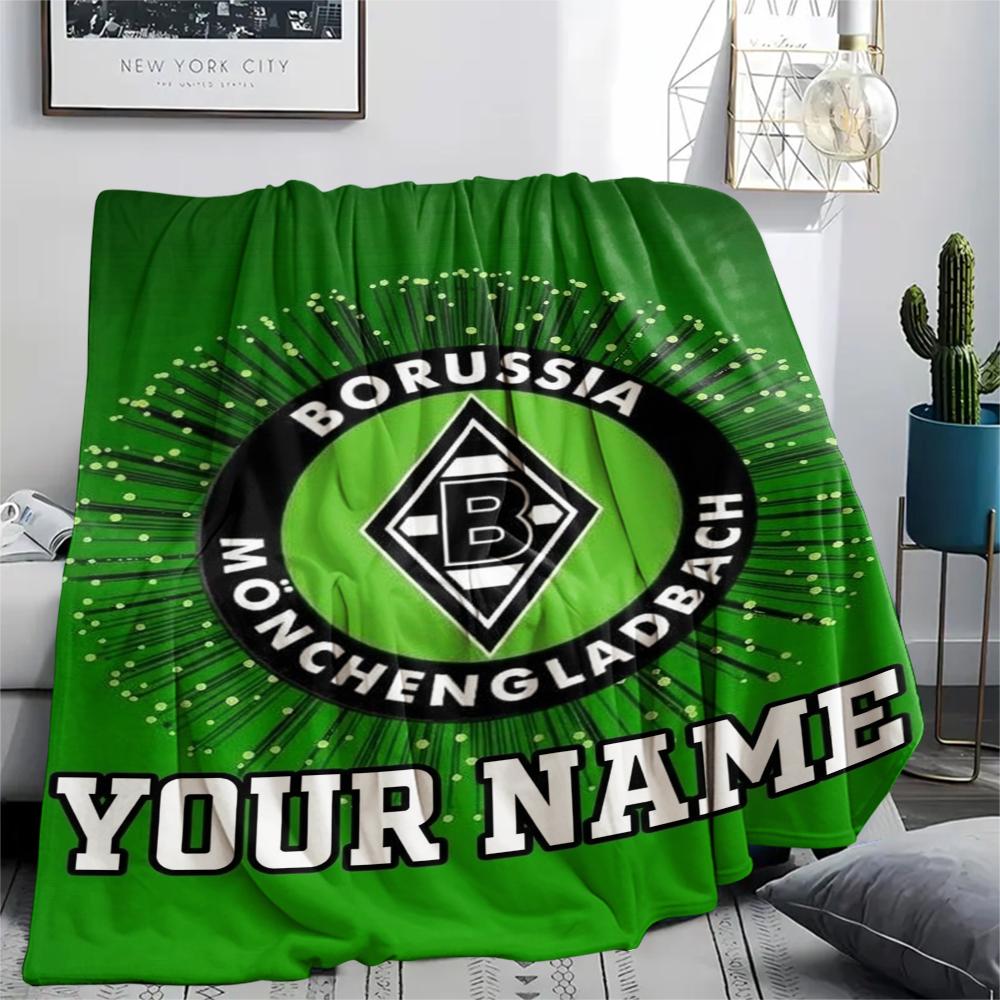 1PC Custom Name Vfl Gladbach Patterned Flannel Blanket Suitable For All Seasons for Home Decor Warmth and Comfort Gifts Holiday Present