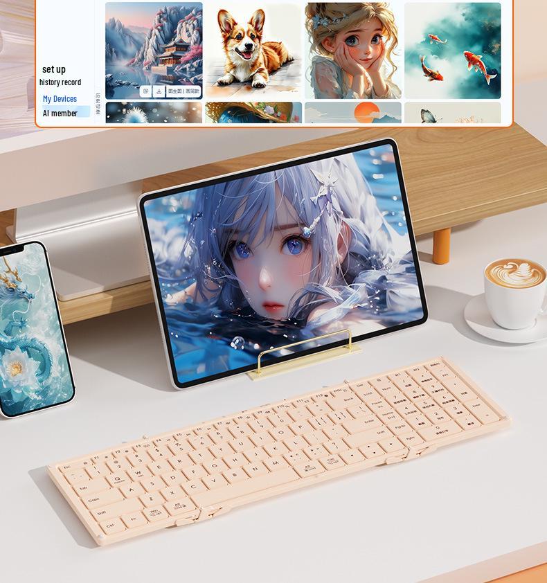 Складная беспроводная клавиатура BOW HD320 AI с двумя режимами для планшетов и ноутбуков