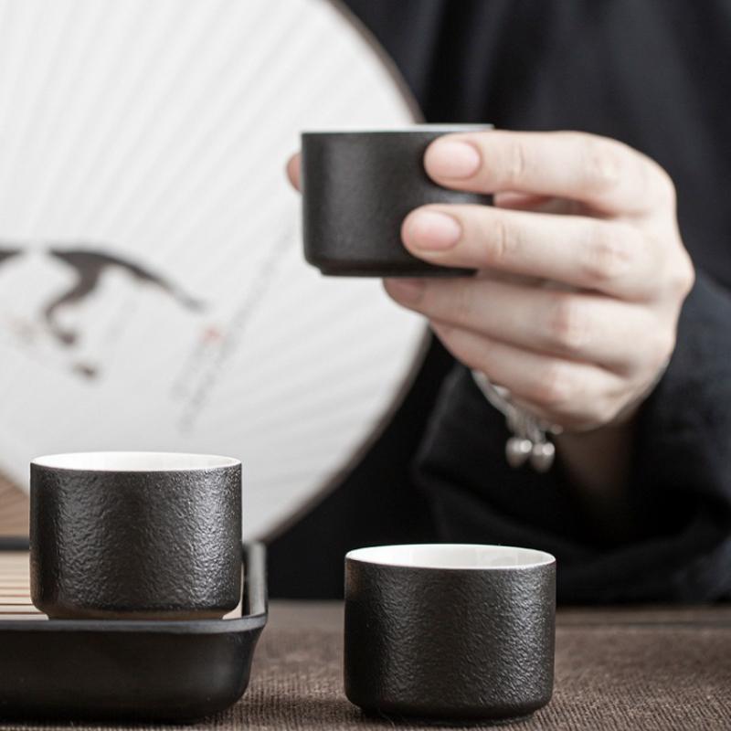 Black Ceramic Teacup Handmade Porcelain Tea Cup Tea Accessories Home Master Cup Portable Tea Set Meditation Cup