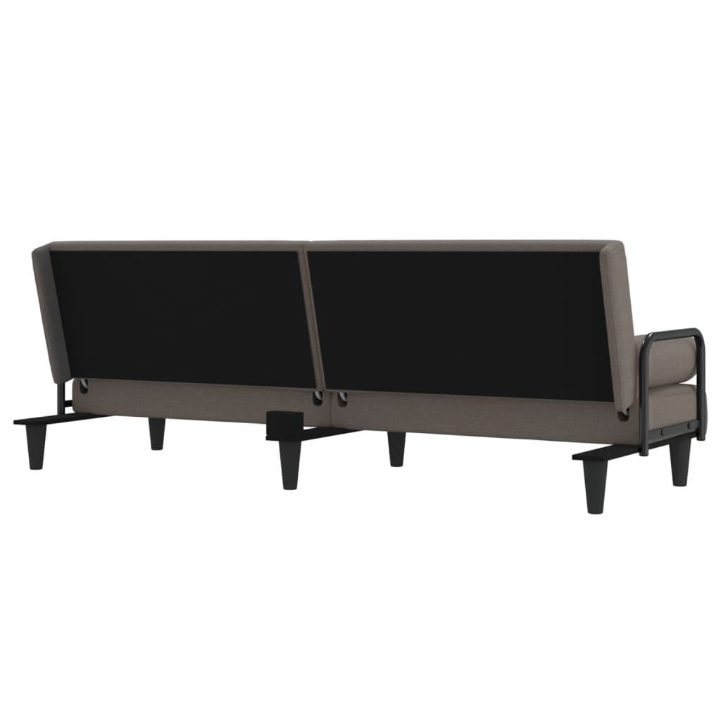 Sofa Bed with Armrests Taupe Fabric