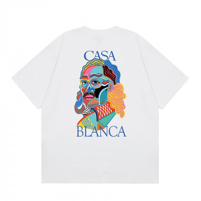 Casablanca Streetwear SS Cotton Short Sleeve T-Shirt Men Women Loose Fit Crew Neck Tee With Letter Print