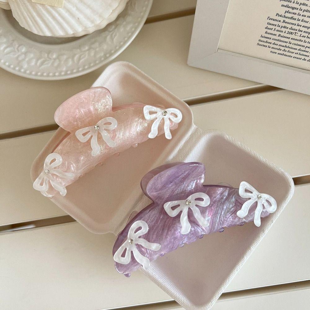 Barrette Bow Hair Claw Ballet Acetic Acid Shark Clip Sweet Zircon Hairpin  Travel