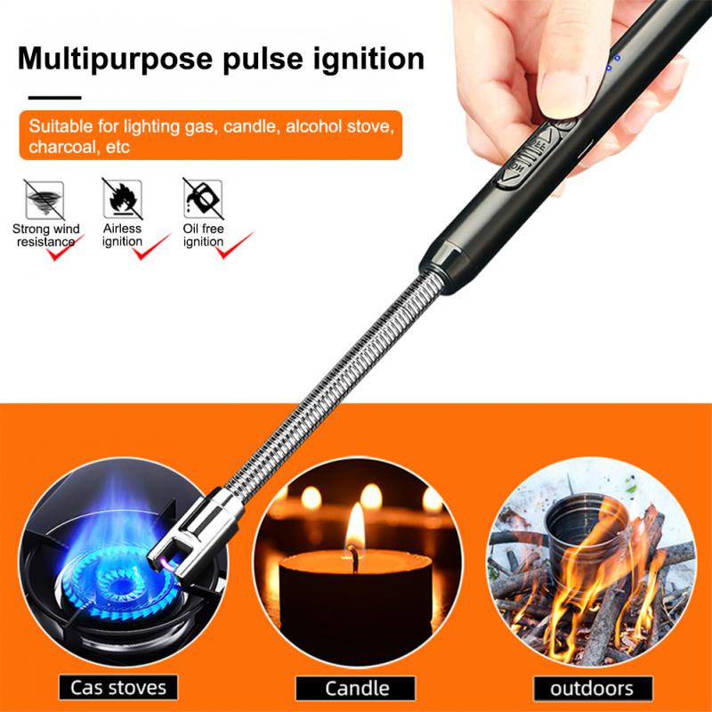 Kitchen USB Electric Arc Lighter Rechargeable Windproof BBQ Flameless Plasma Candle Long Lighters Hose Gas Stove Ignition Gun