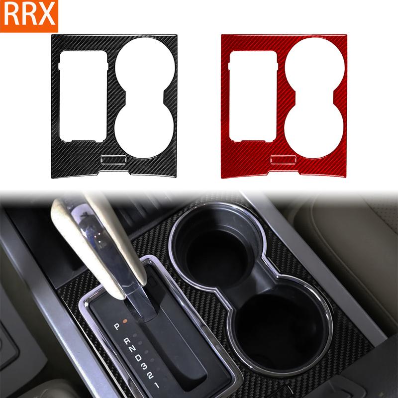 For Ford Expedition 2007-2014 Real Carbon Fiber Stickers Centre Gear Shift Water Cup Panel Car Accessories Interior Decorative