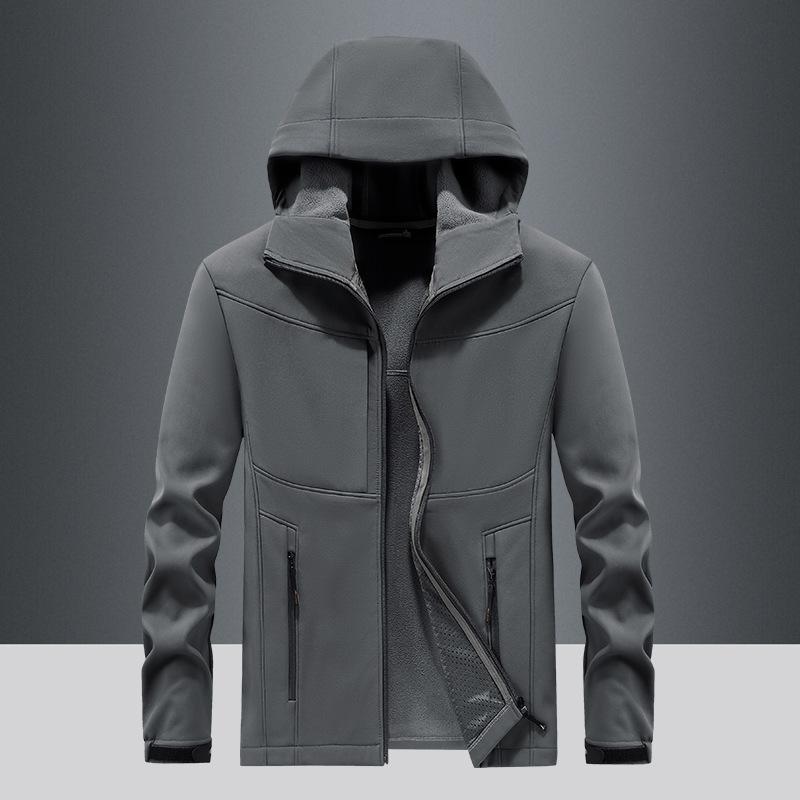 Мужская куртка весна-осень ветрозащитная флисовая повседневная куртка с капюшоном Soft Shell Тренчкот для мужчин