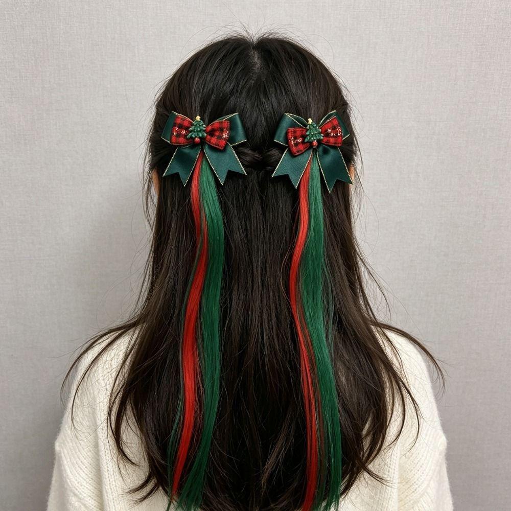 1/2Pcs Vibrant Festive Hairpin Ornament Santa Claus Wig Braid Hair Tie Hair Accessories