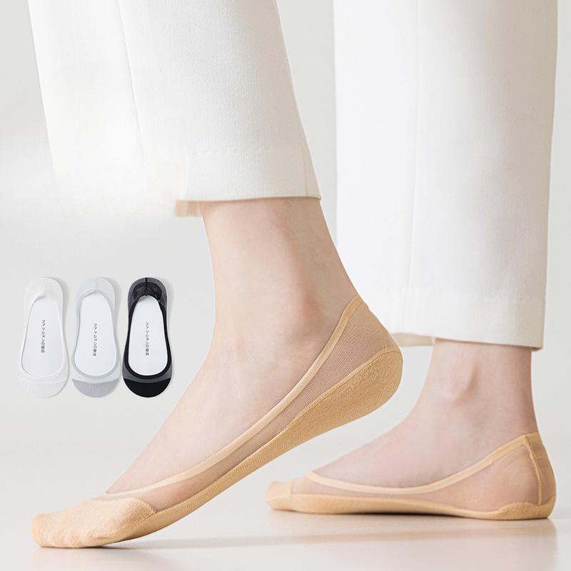 Women's Summer Thin Boat Socks, Solid Color, Light Mouth, Anti-slip and Non-dropping, and Invisible Sweat-absorbing and Deodorizing Short Socks