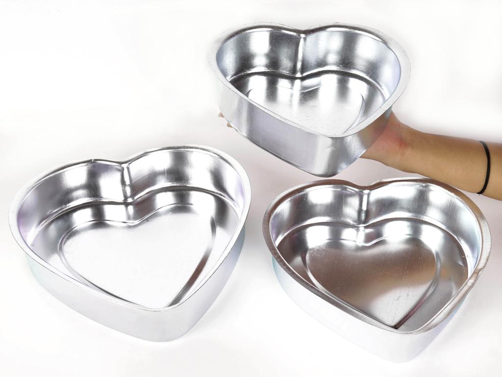 Trifri Алюминиевая форма для торта в форме сердца для выпечки на день рождения, свадьбу, желейные торты, можно мыть в посудомоечной машине, набор из 3 штук