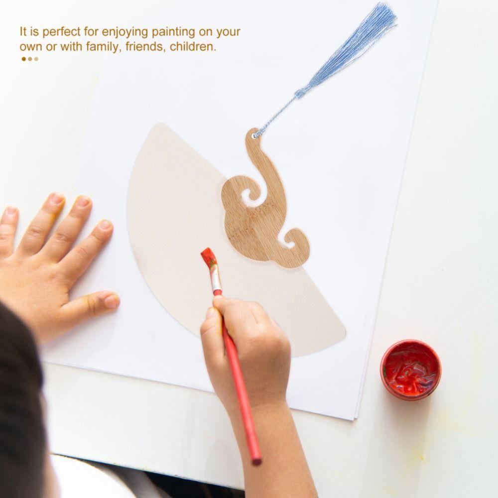 5Pcs Double-side Blank Paper Fan DIY Painting Hand Painting Graffiti Fans  Lacquer Fan