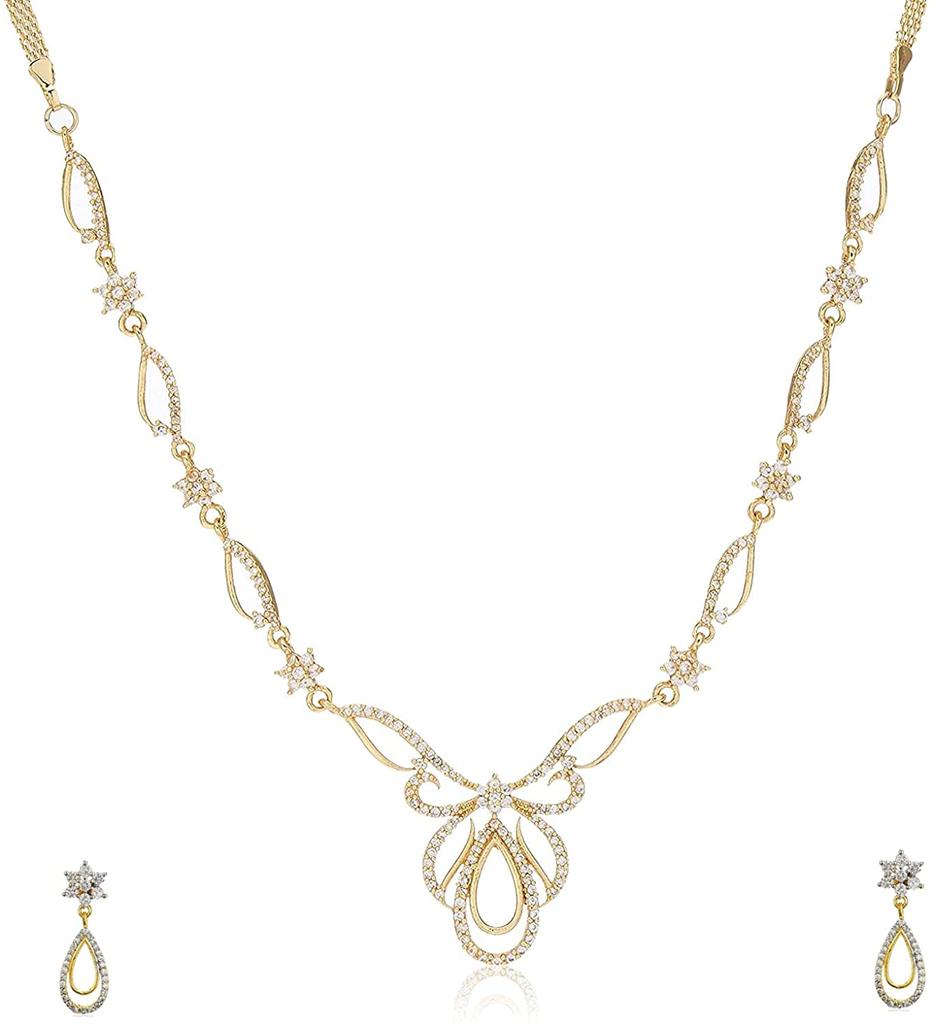 Комплект колье Estele с позолоченным овальным ореолом и американским бриллиантом 24 карата для женщин