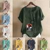 Women's Fashion Cartoon Characters Prined Short Sleeve T-shirt Loose Cotton Shirt Casual Loose Summer Blouse Tops