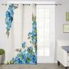 Blue Watercolor Flowers Modern Window Curtains for Living Room Bedroom Curtain Kitchen Treatment Blinds Drapes