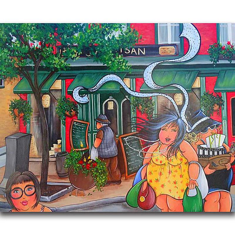 Полный круглый бриллиант 5D DIY сексуальная женская алмазная живопись мультфильм толстая леди Алмазная вышивка крестиком мозаика домашний декор