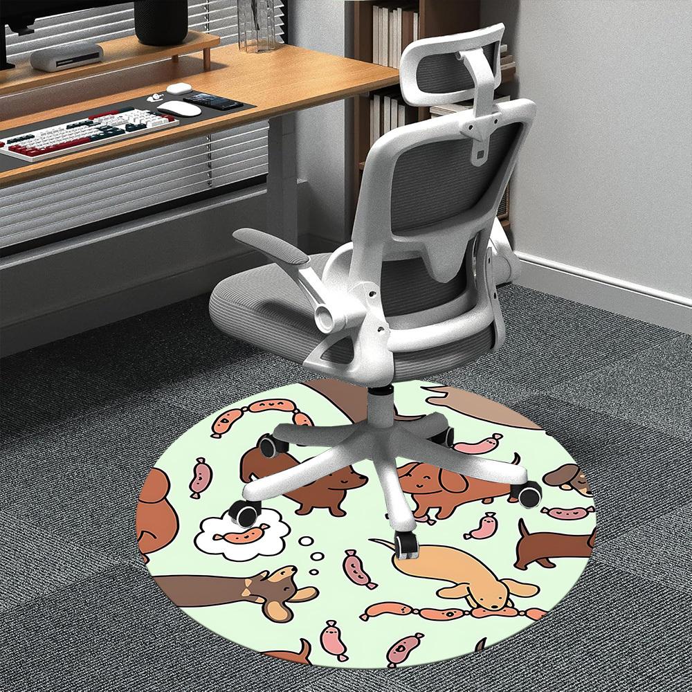 1pc Dogs Sausages Office Round Area Rug, Indoor Mat Suitable ForOffice, Under Office Chairs Bedroom Living Room Home Decor, Room Deco, n56