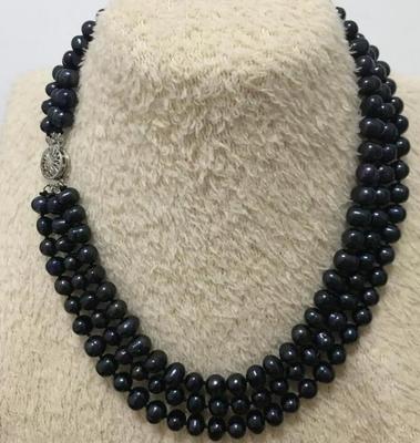 Горячее 3-РЯДНОЕ ОЖЕРЕЛЬЕ С НАСТОЯЩИМ ТАИТЯНЫМ ЧЕРНЫМ ЖЕМЧУГОМ 8-9 ММ 17 дюймов 18 дюймов 19 дюймов