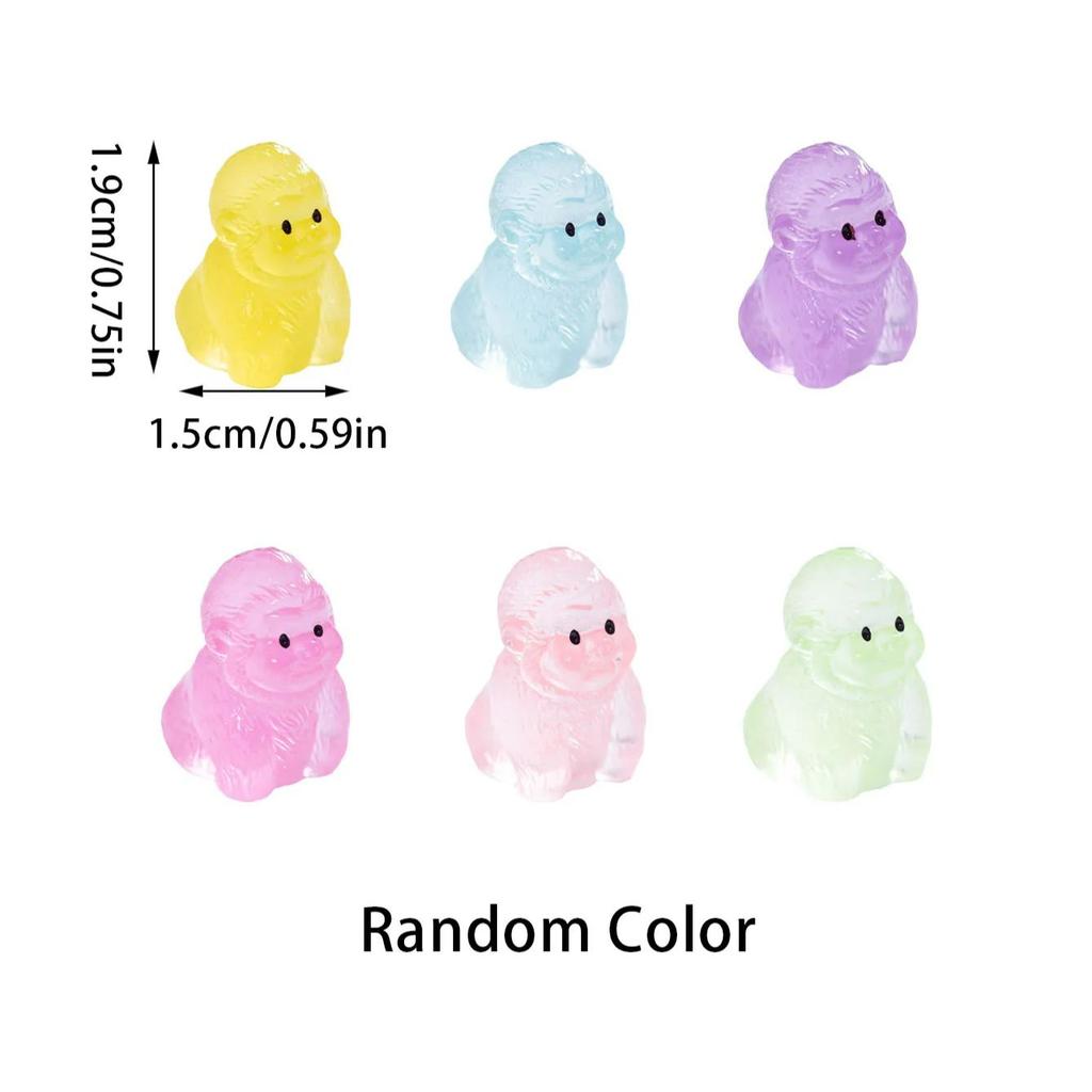 10/20Pcs Luminous Mini Resin Gorilla, Glow In The Dark Small Miniature Chimpanzee Tiny Monkey Animal Figures For Diy Fairy Garde