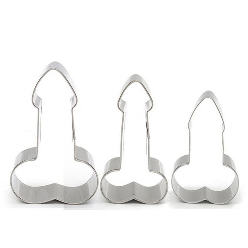 3шт из нержавеющей стали Willy Penis Cookies Cutter выпечки печенья помадной формы для торта