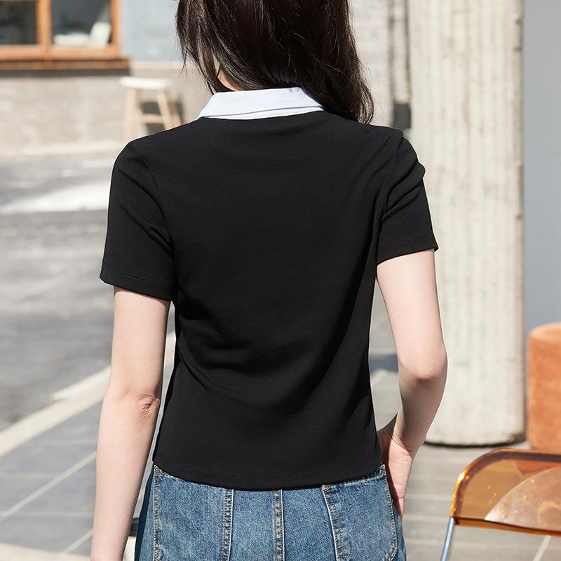 Женская короткая рубашка 3XLT, рубашка поло с коротким рукавом и высокой талией, короткая, тонкая, хлопковая, модная, сексуальная, женская, топ