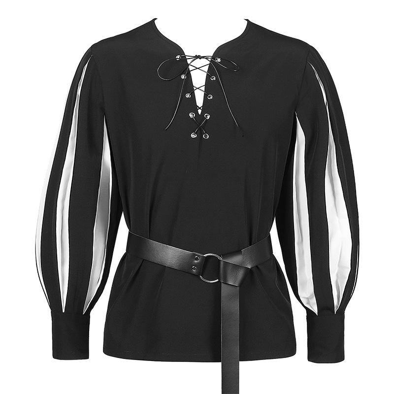 European & American Retro Medieval Costume Lace-up Shirt Cosplay Top