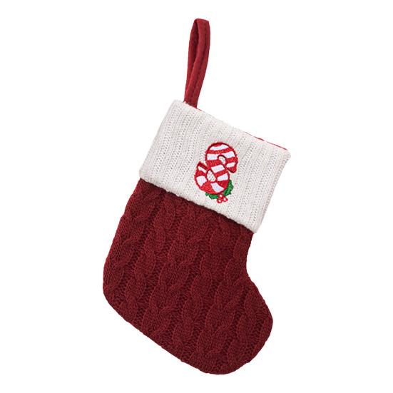 Mini Initial Christmas Stocking Embroidered Letter Knitted Christmas Stockings Festival Hanging Ornament for Home Christmas Decor