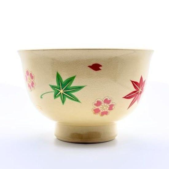 Okadaen tea ceremony tools practice set (tea bowl Unkin cherry blossom maple whisk scoop straightener matcha can) beginner-friendly entry box included