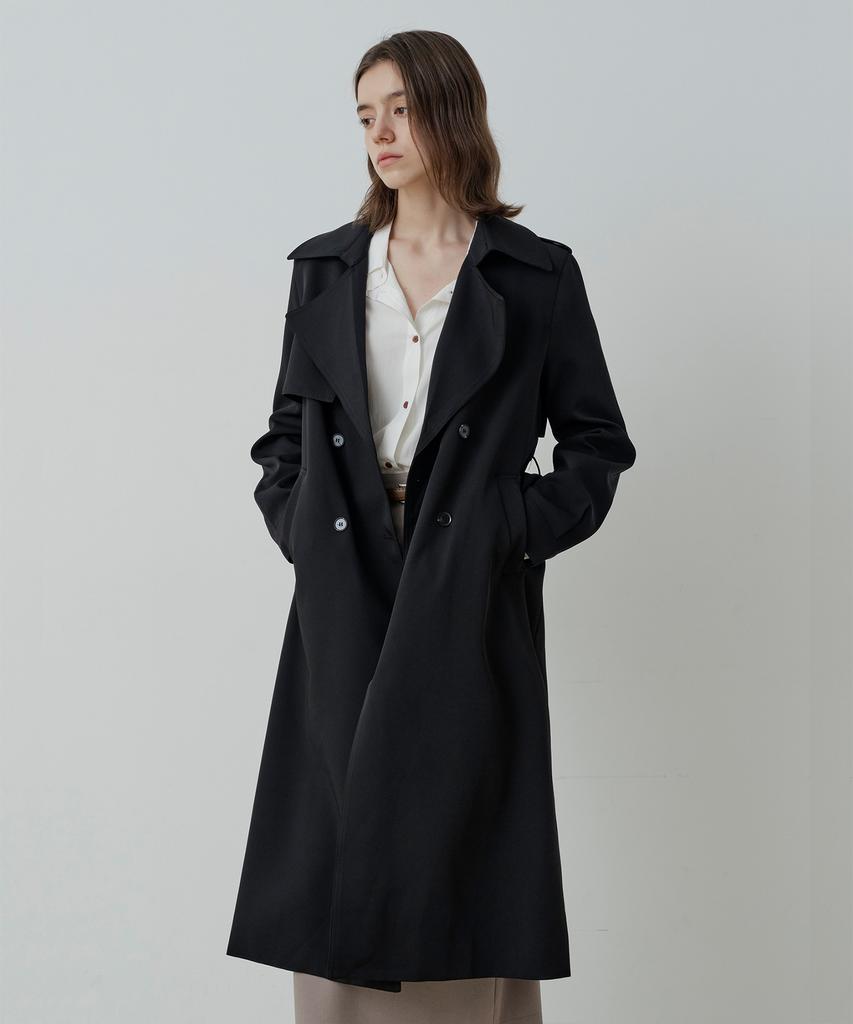 LE STUDIO London Double Long Trench Coat (Bk)