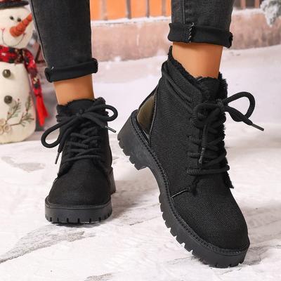 Модные ботильоны на плоской подошве из короткого плюша, теплая женская обувь, тренд 2024, совершенно новые кроссовки на шнуровке, уютные повседневные мотоботы, боты M