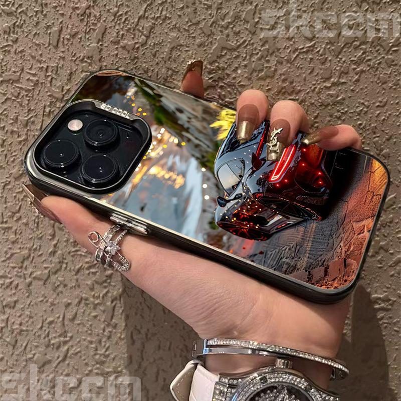 Модный блестящий чехол для телефона с автомобильным принтом для iPhone 16 16E 15 14 13 12 11 Pro Max XR X XS 7 8 Plus Задняя крышка из материала IMD