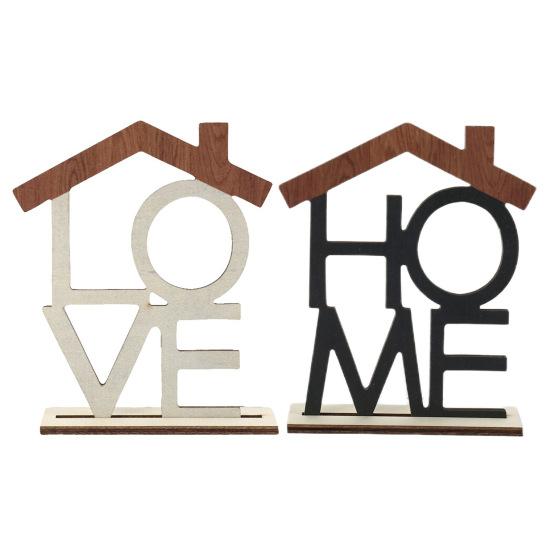 LOVE HOME Desktop Decoration with Base Room Home Office Living Wooden Table Centerpiece Hollow
