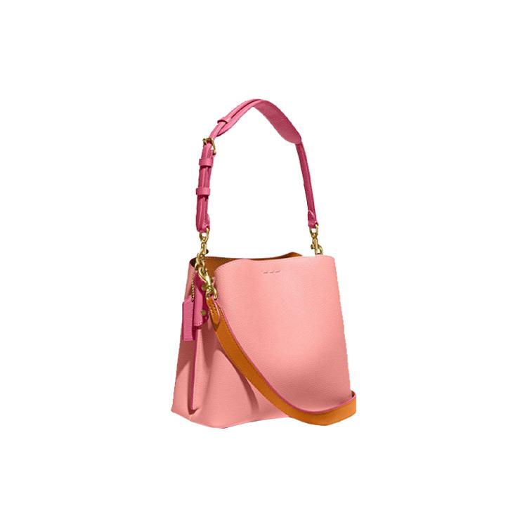 New COACH Willow Cow Leather Bucket Bag, Shoulder Bag, Crossbody Bag, Handbag Medium Women's Pink CA095-B4OSC