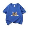 Kids Cotton T Shirt Peeking Maine Cat Pattern Print Crew Neck Short Sleeve Tee Casual Breathable Boys Girls Summer Tops