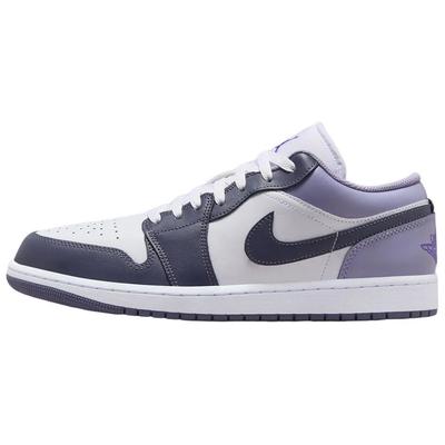 Air Jordan 1 Нескользящие Износостойкие Низкие Винтажные Баскетбольные Кроссовки Мужские Фиолетово-Белые Jordan 553558-145