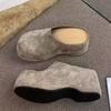 High Heels Women Mules Shoes Platform Slippers Suede Slingback New Woman Shoes 2025 Autumn Designer Zapatos De Mujer