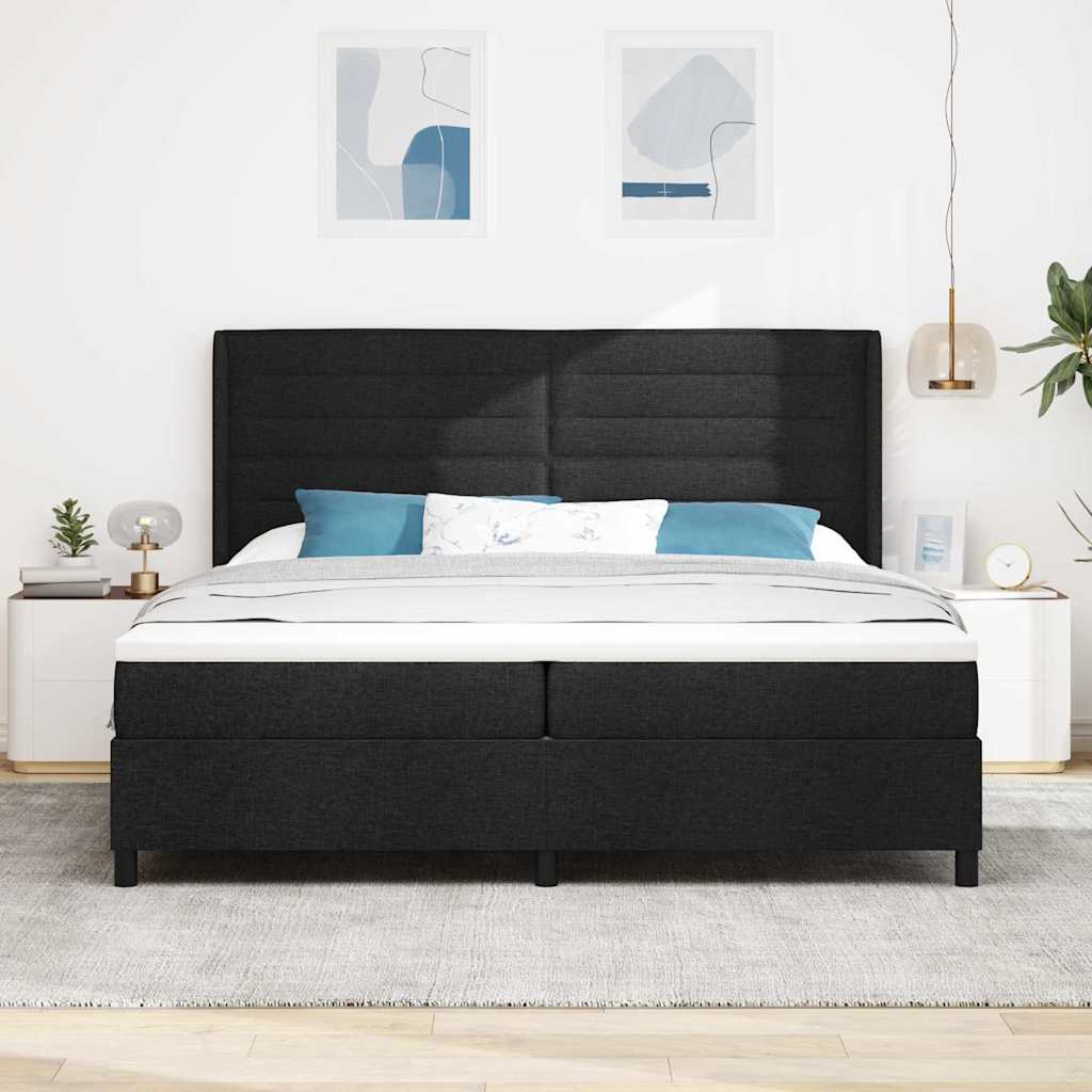 Box Spring Bed with Mattress Black 200 x 200 cm Fabric