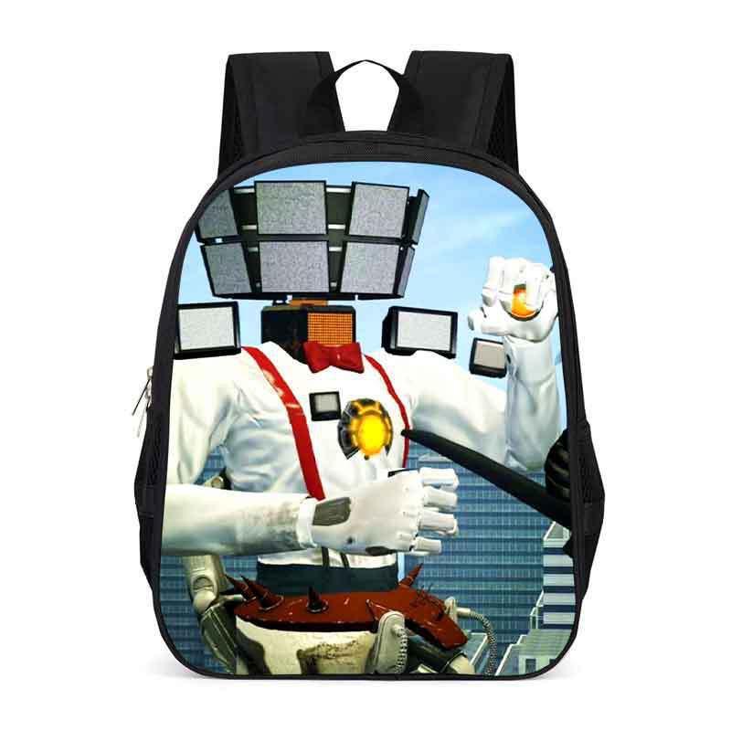 Kids School Backpack Elementary Students Large Capacity Oxford Fabric Bag With Ergonomic Back Support Cartoon Print