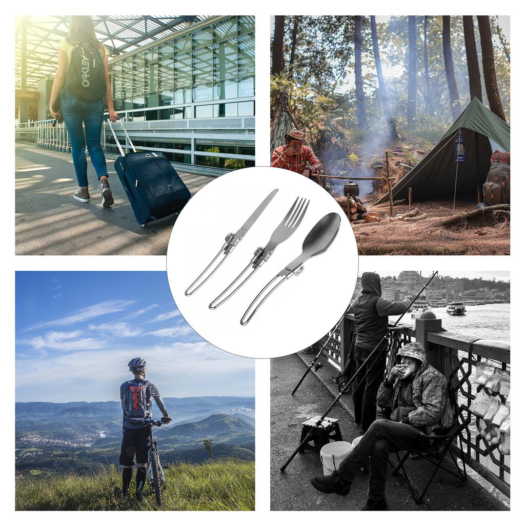 3 шт. складной нож, вилка, ложка, складной набор столовых приборов из нержавеющей стали, набор столовых приборов для кемпинга