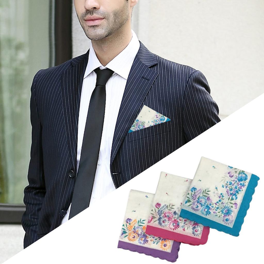 Floral Pattern Handkerchief for Women Wedding Handkerchief Pocket Handkerchief for Bride Groom Wedding Gift